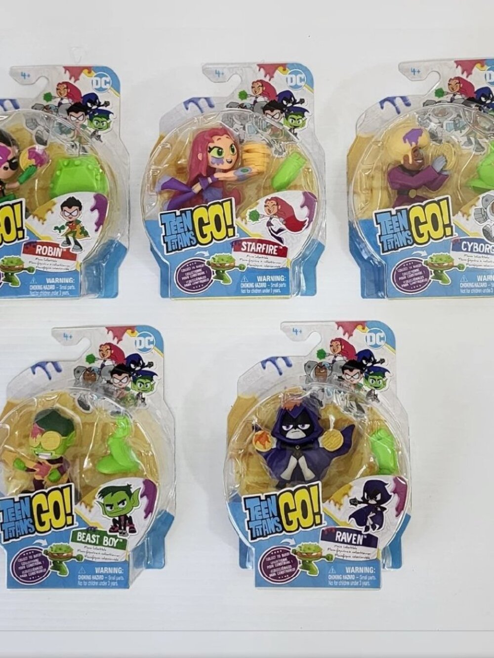 TEEN TITANS GO! SET 5 COLLECTION FIFURES TOY STARFIRE/BEAST BOY/ROBIN CYBORG/RAV